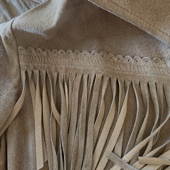 Ralph Lauren Western Suede Fringe Jacket Vntg Size M | Rare Putty Tan Leather M - Picture 7 of 17